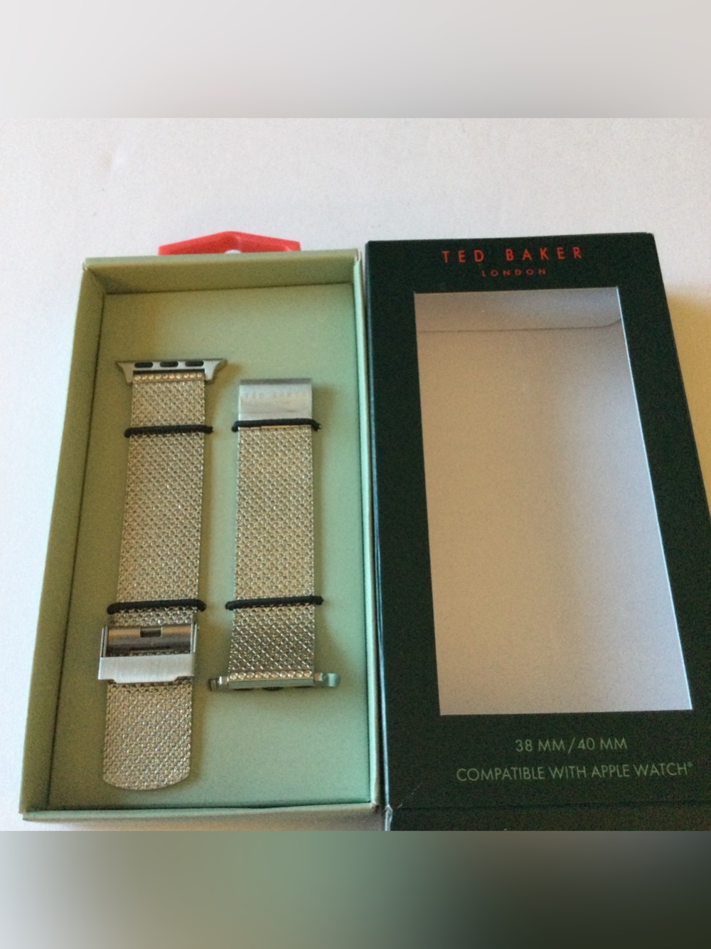 TED BAKER LONDON APPLE 38/40mm WATCH STRAP SILVER METALLIC NWT